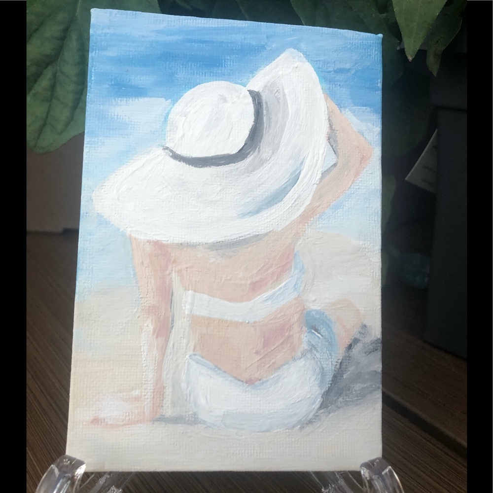 Hand Painted Mini Acrylic Painting with Stand